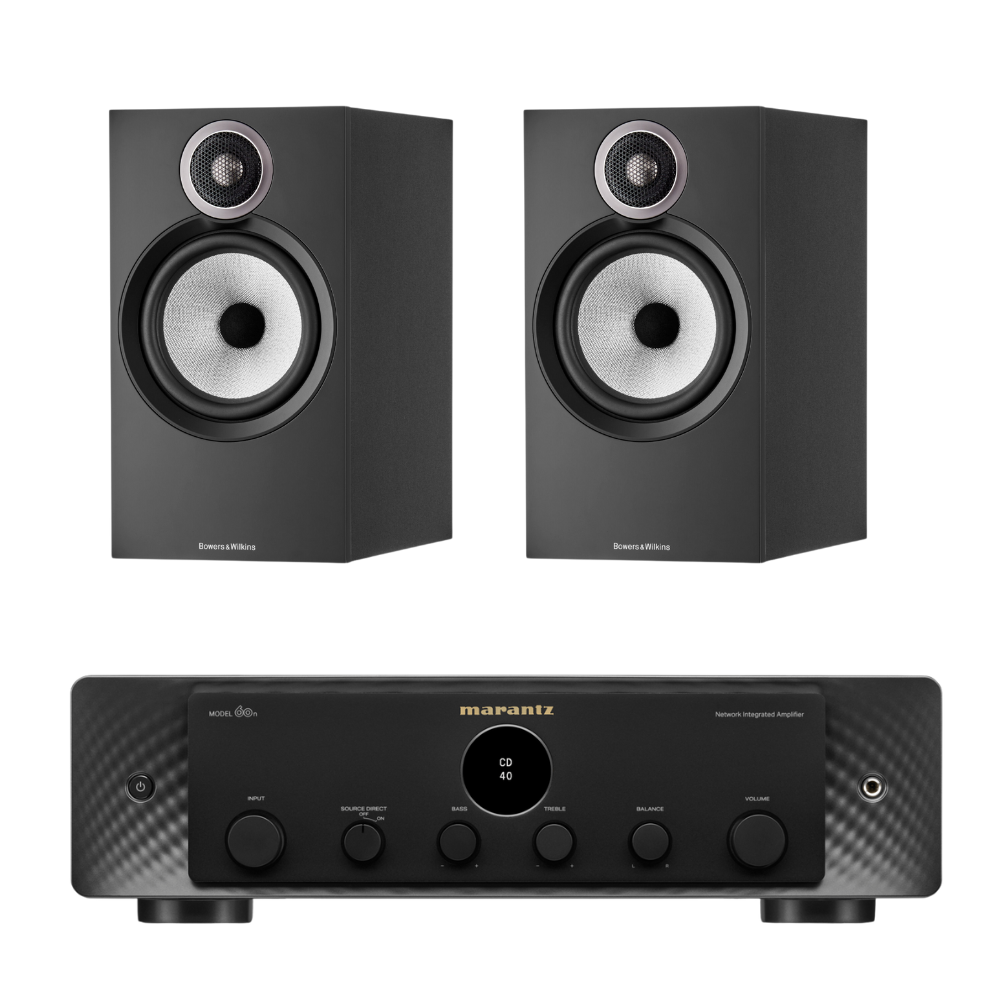 B&W 606 S3 Bookshelf With Marantz Model 60N In Black