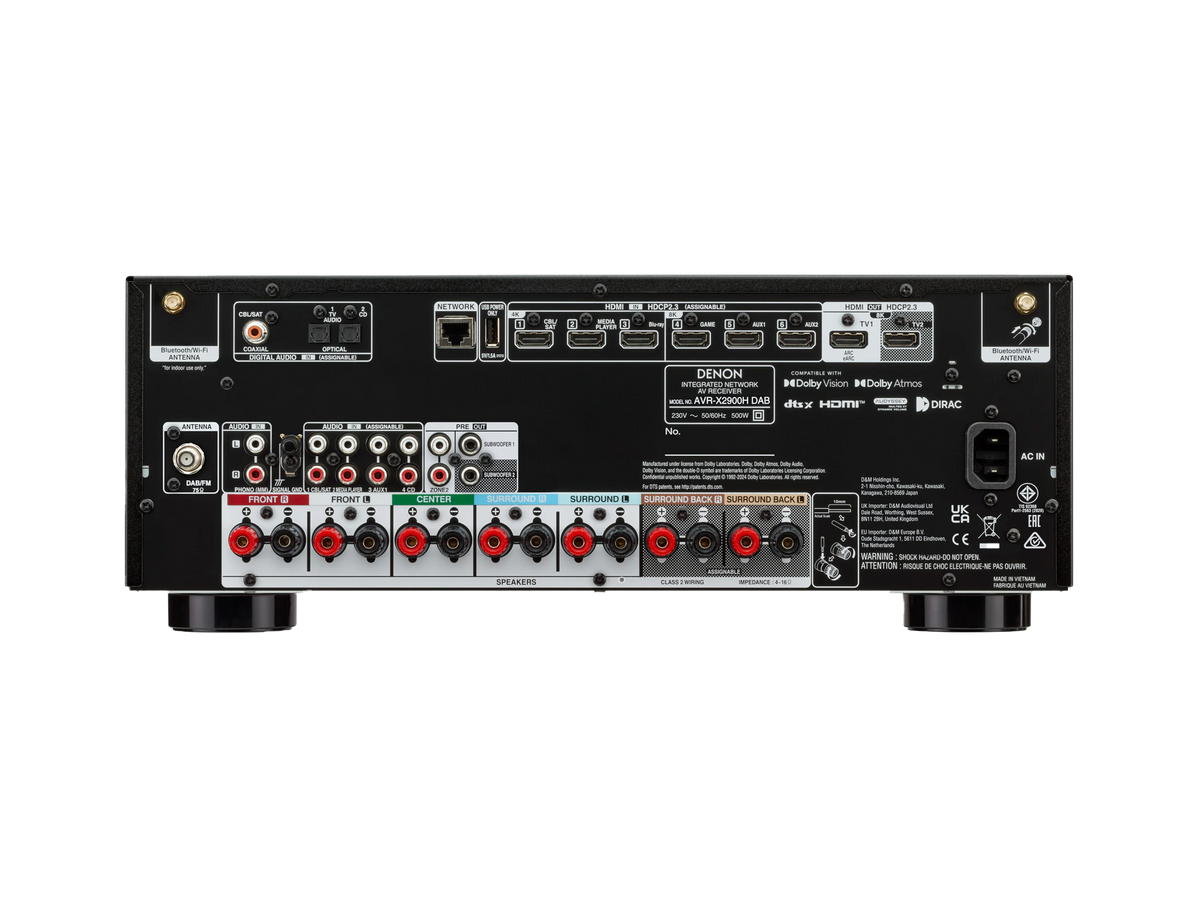 Denon AVR-X2900HDAB 7.2 Ch. 95W 4K/8K Dolby Atmos AV Receiver Powered by HEOS™