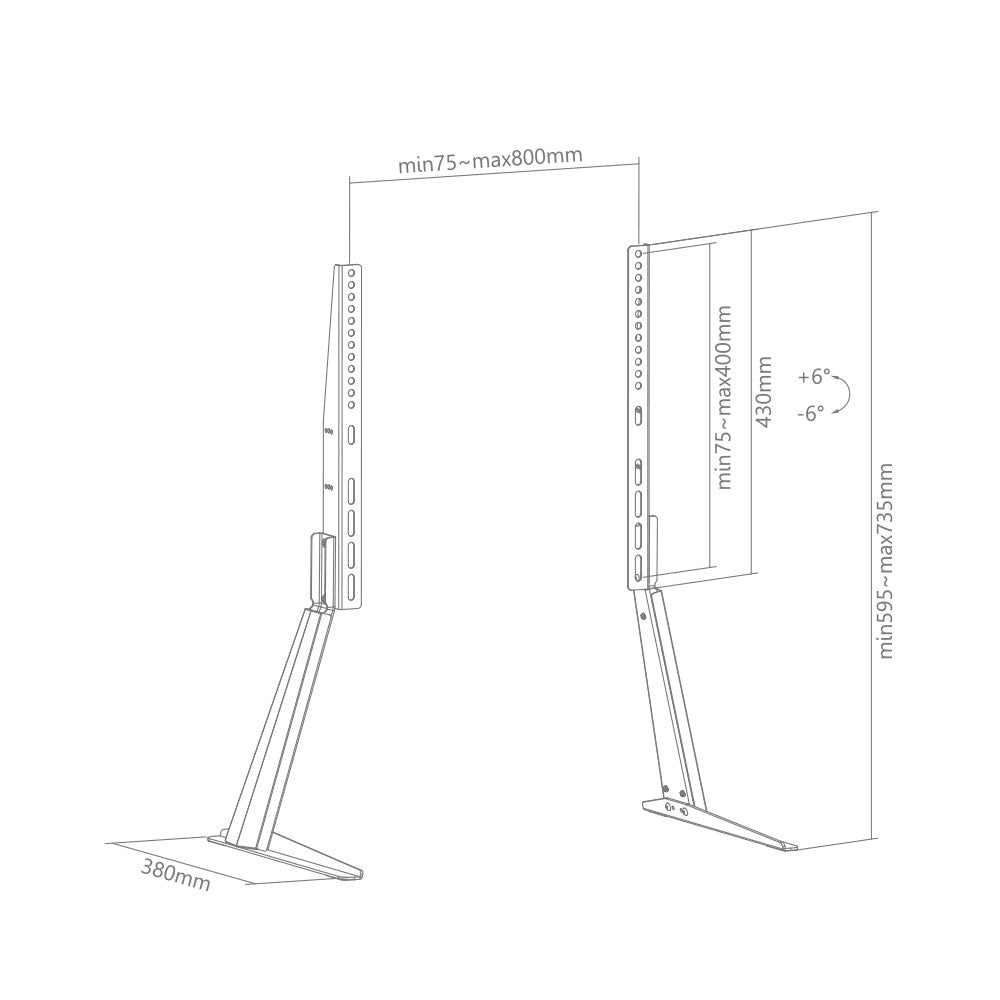 Space TV Adjustable Tabletop TV Stand 32”to 70” 50kg (TVARM-DMS01)