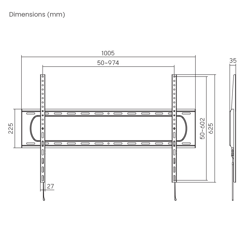 Space TV Heavy Duty Fixed TV Wall Mount 60” to 120” 120kg (TVARMECPL10)