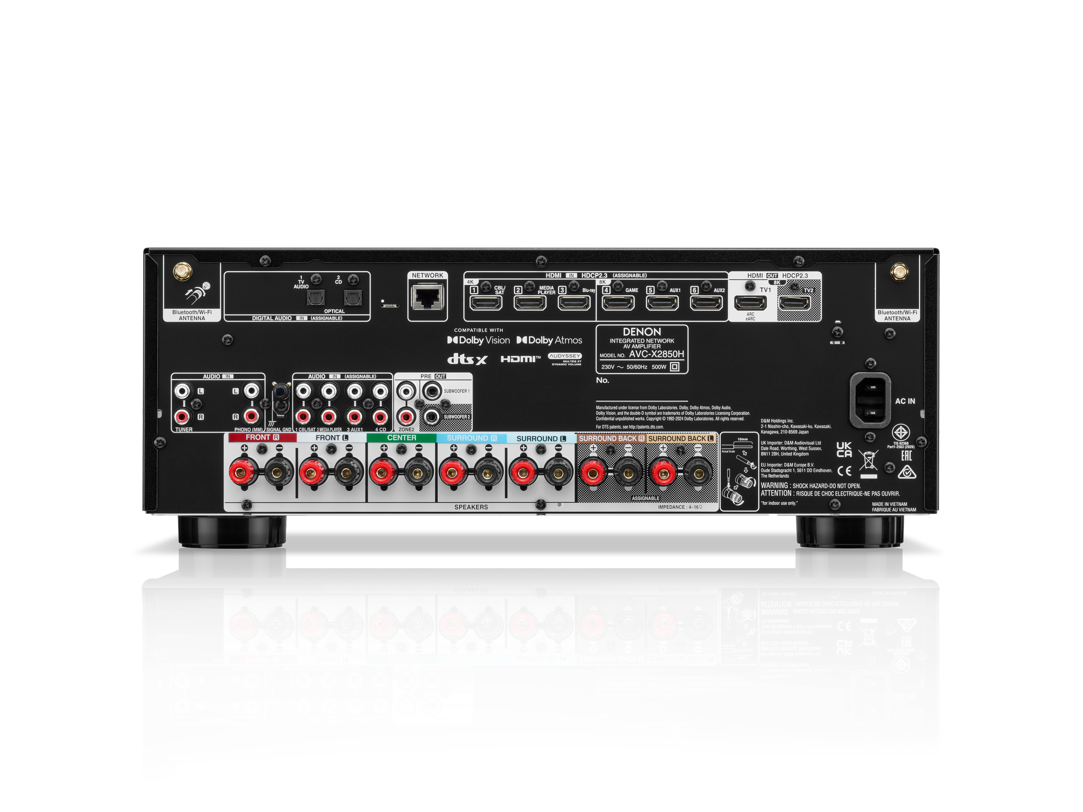 Denon AVC-X2850 7.2 Ch. 95W 8K AV Amplifier with HEOS® Built-in