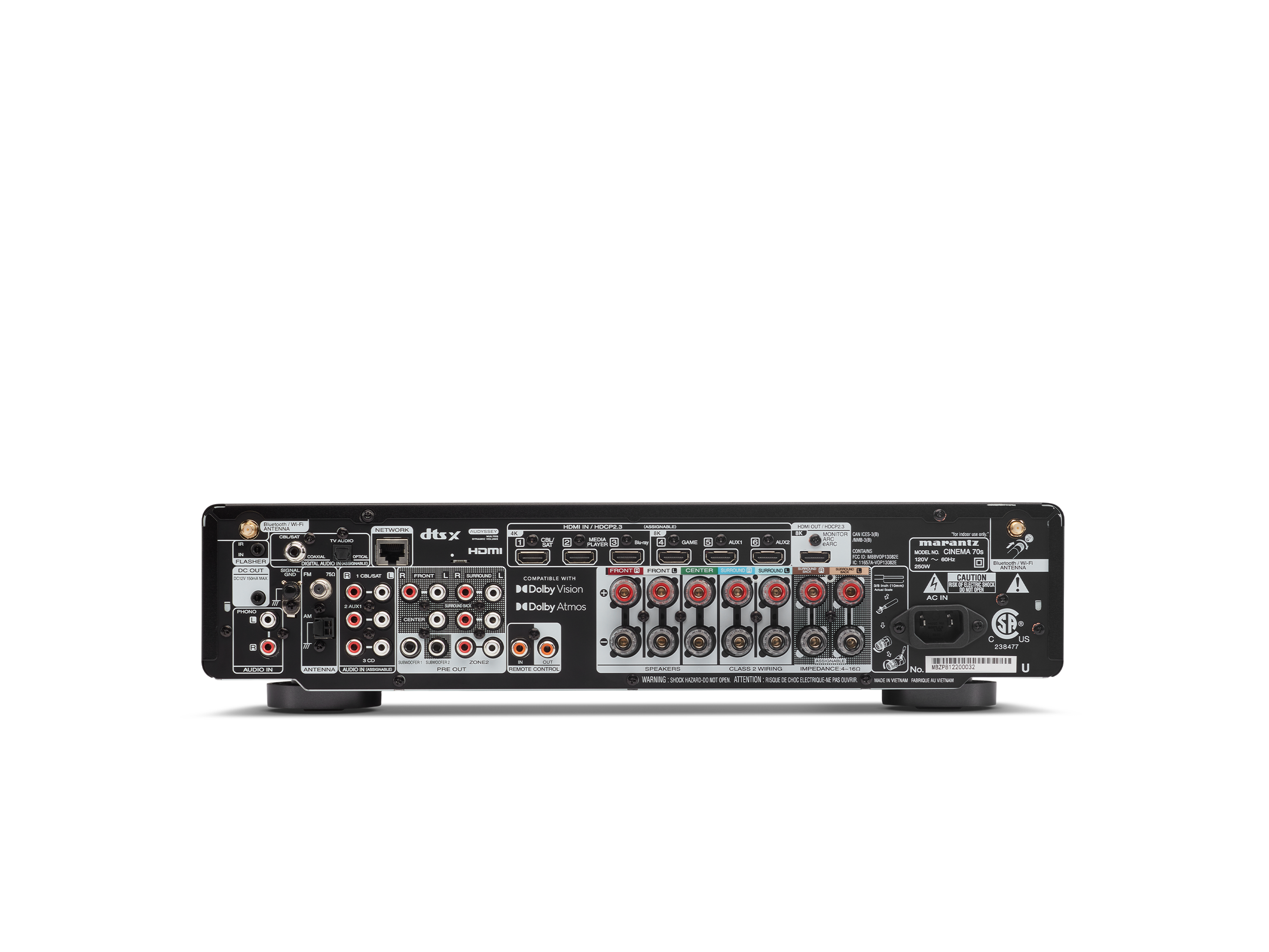 Marantz Cinema 70s - Slimline 7.2 Channel AV Receiver powered by HEOS™ with Dolby Atmos, 50W, 8K and 6 HDMI Inputs