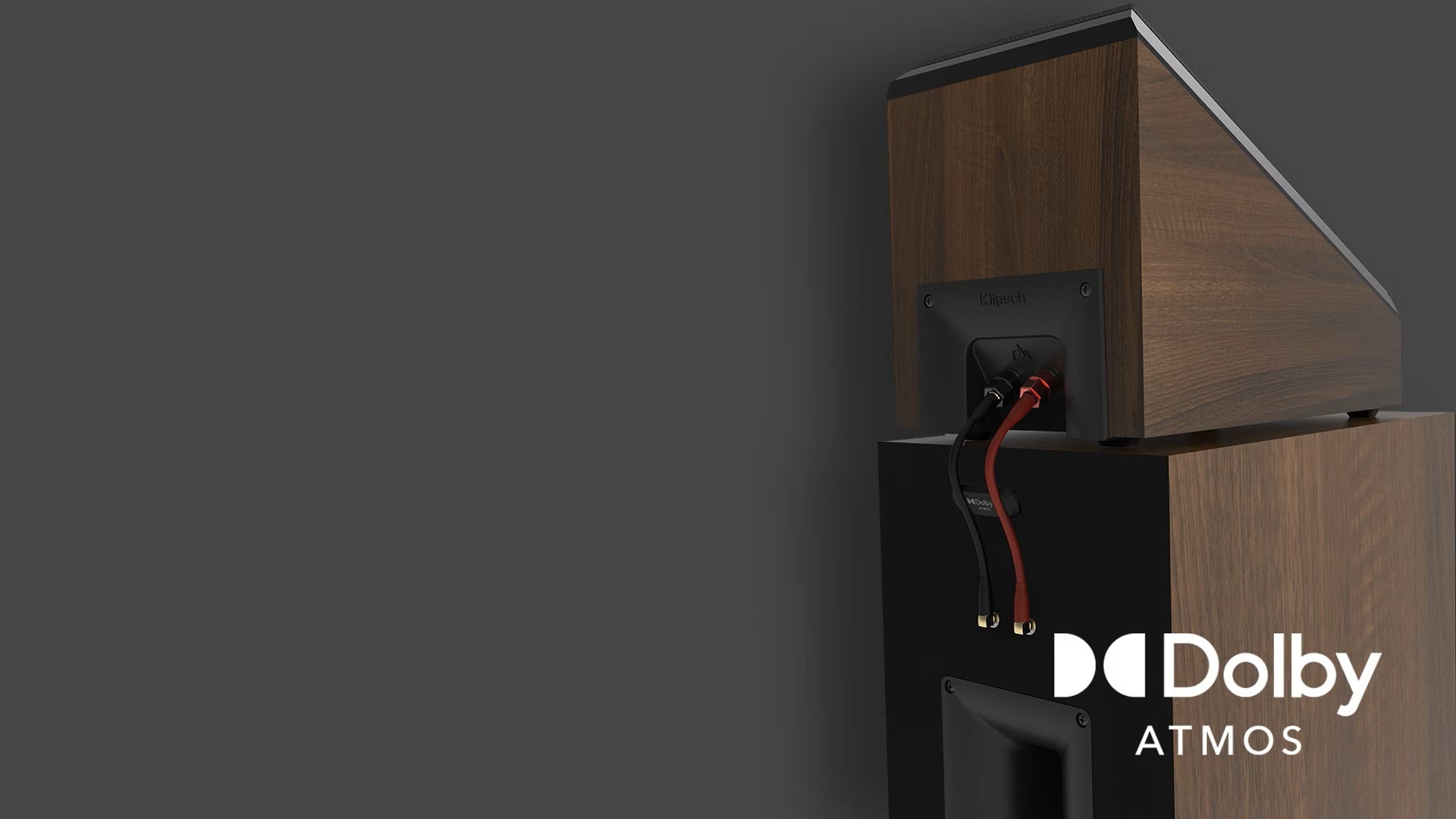 RP-5000F-II-rear-view-displaying-connections-to-an-RP-500SA-Dolby-Atmos-elevation-speaker-with-Dolby-Atmos-logo