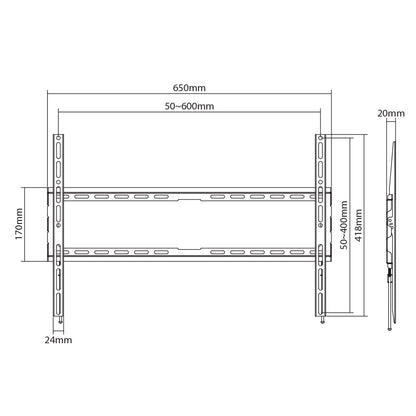 Space TV Flat Screen Wall Mount – Ultra Slim Fixed 37″-80″ 45kg – TVARMECPL04