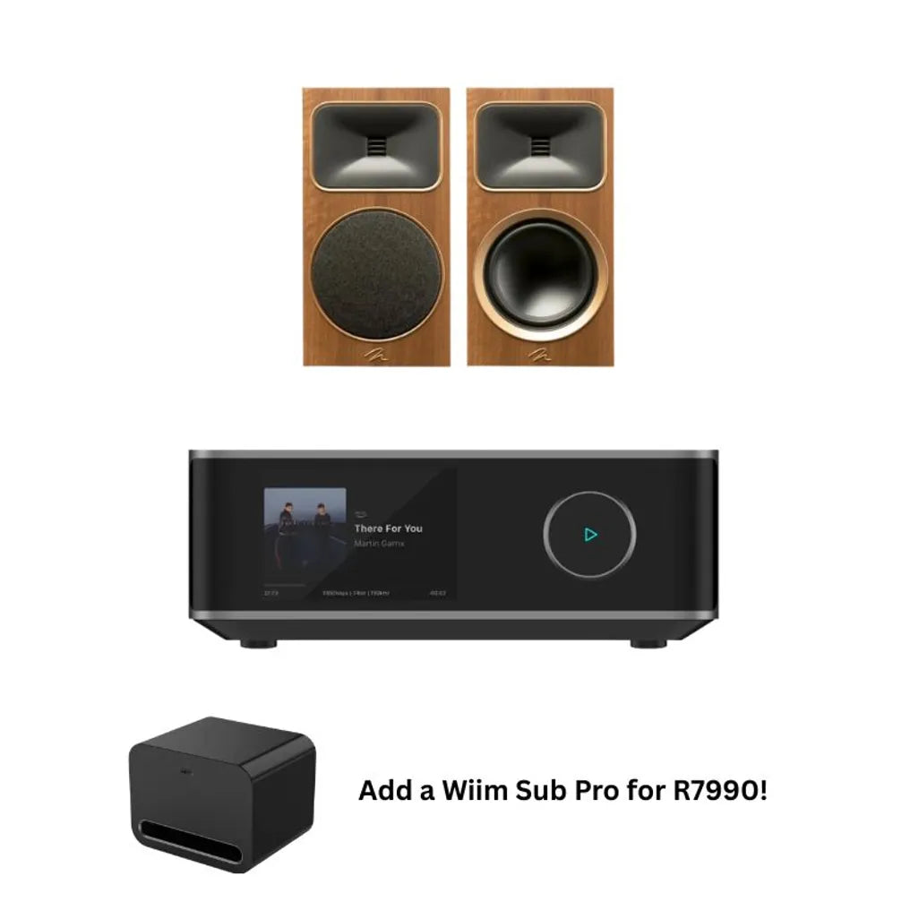 Martin Logan B2 speakers (Walnut) with WiiM AMP Ultra
